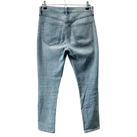 GAP Best Girlfriend Jeans Distressed Ankle Crop Boho Light Wash Blue Denim 25 - Picture 15 of 16